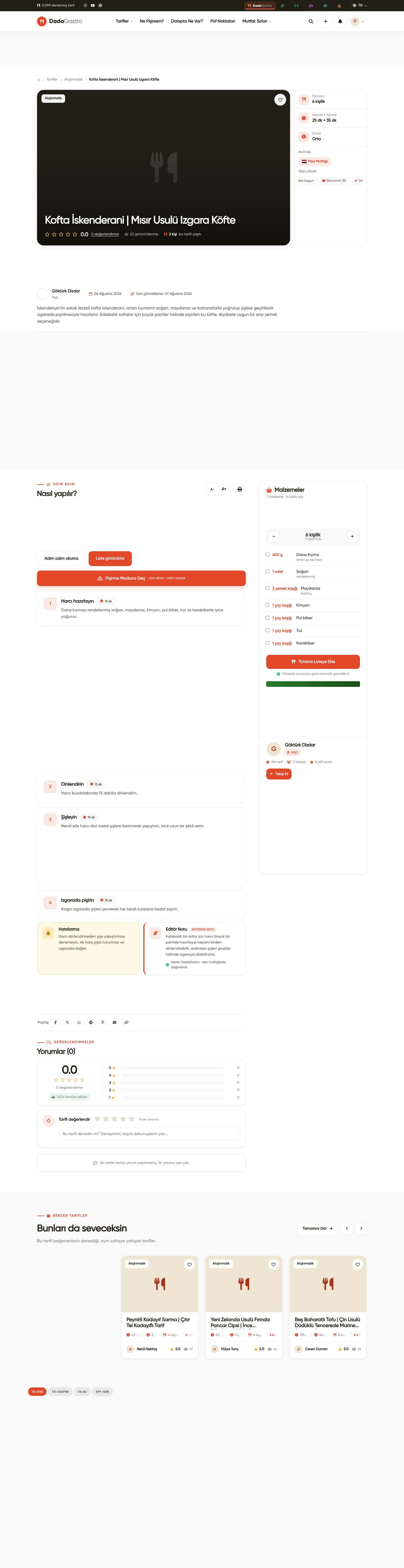 Eksik Malzemeleri Sipariş Et — Web görünümünde sayfadaki yeri