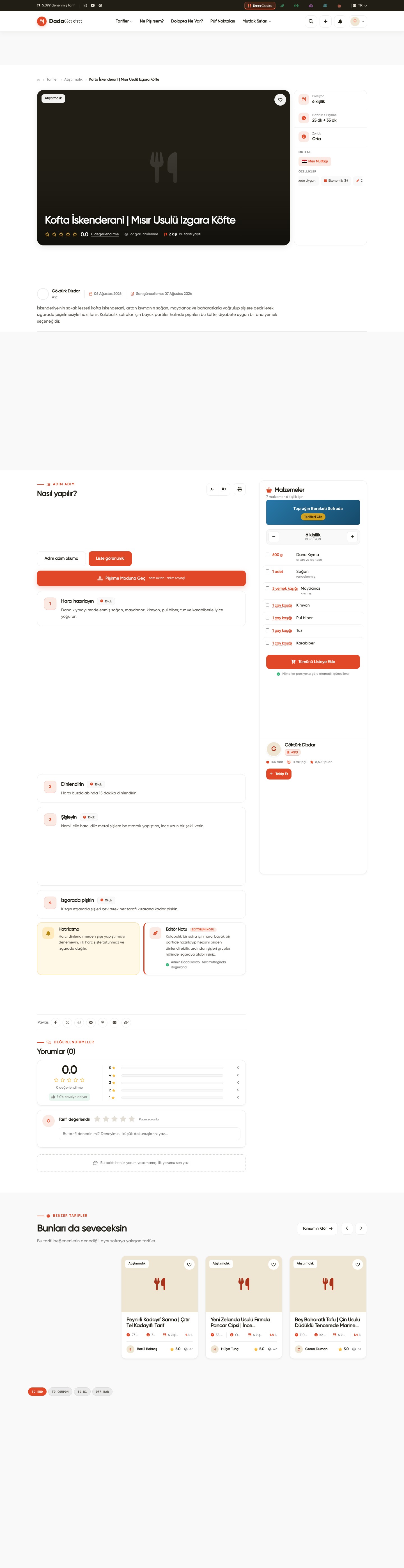 Porsiyon Hesaplama Sponsoru — Web görünümünde sayfadaki yeri